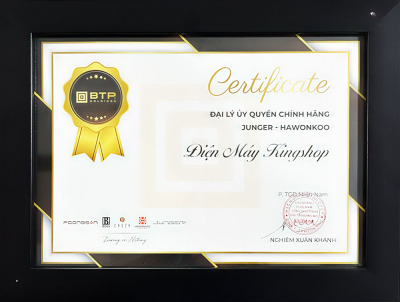 Chứng nhận King Shop là đại lý ủy quyền phân phối Junger - Hawonkoo - Poongsan - Boss - Caoza