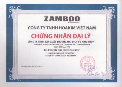 Chứng nhận King Shop phân phối thương hiệu Zamboo