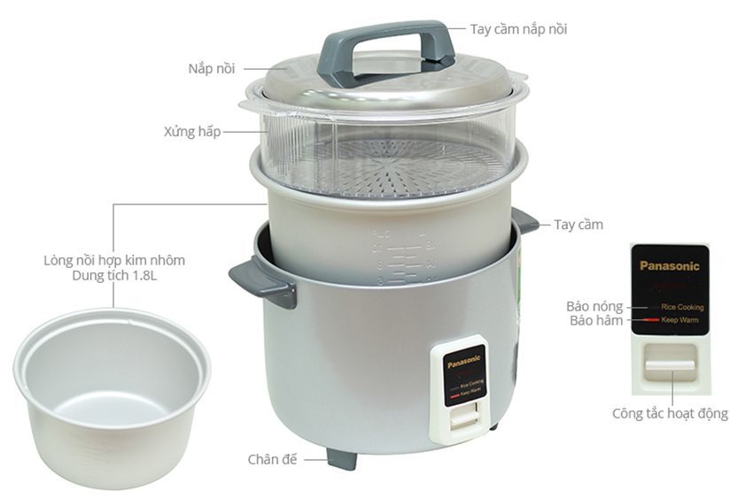 Nồi cơm điện Panasonic PANC-SR-W18GS - Hàng chính hãng