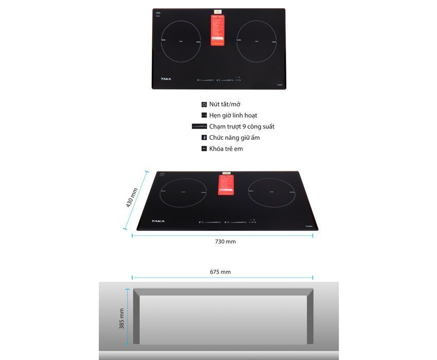 Bếp từ đôi Taka TKI268GE - Hàng chính hãng