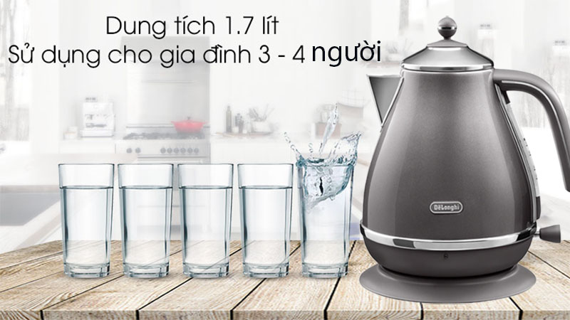 Ấm điện siêu tốc Delonghi KBOT2001.GY - Hàng chính hãng