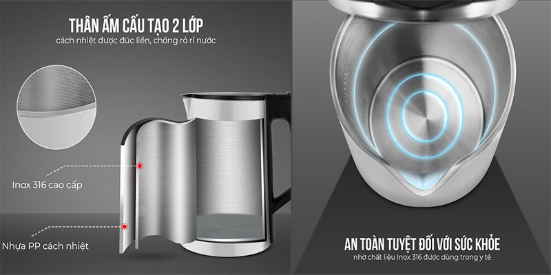 Ấm đun nước siêu tốc Elmich KEE-3856W/G - Hàng chính hãng