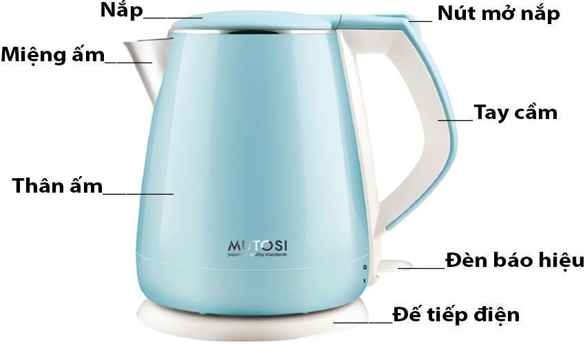 Ấm đun nước siêu tốc Mutosi MK-18 - Hàng chính hãng