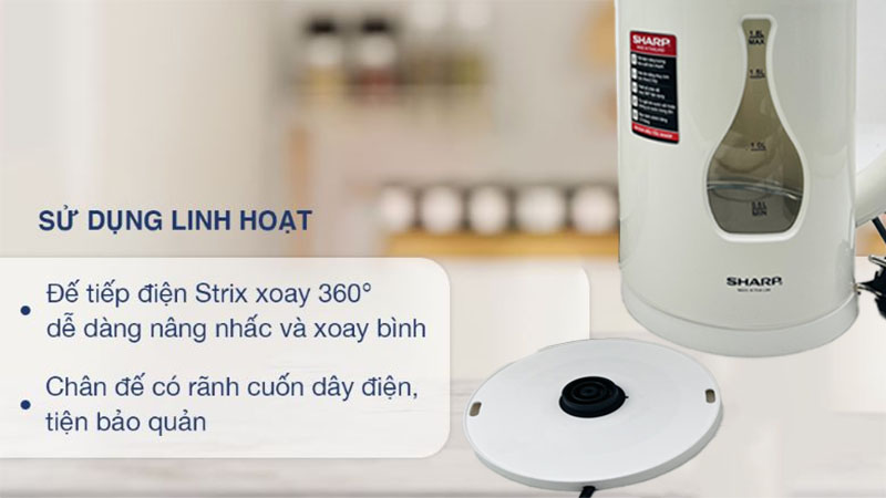 Ấm đun nước siêu tốc Sharp EK-19JK - Hàng chính hãng