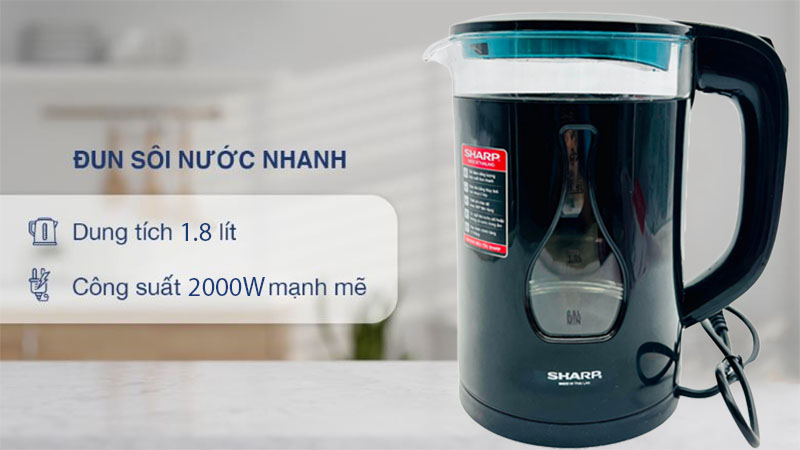 Ấm đun nước siêu tốc Sharp EK-19JK - Hàng chính hãng