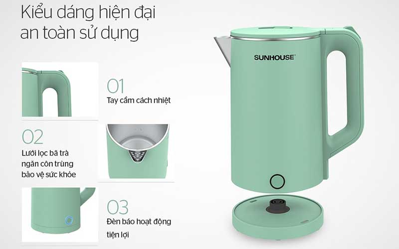 Ấm đun nước siêu tốc Sunhouse SHD1350 - Hàng chính hãng
