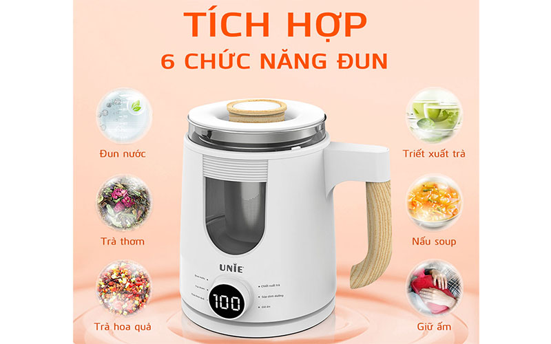 6 chức năng nấu của Ấm đun nước siêu tốc Unie UEK1081W 