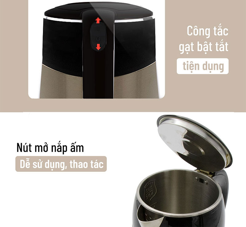 Ấm đun siêu tốc 2 lớp Nagakawa NAG0315 - Hàng chính hãng