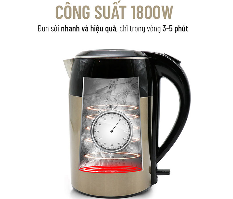 Ấm đun siêu tốc 2 lớp Nagakawa NAG0315 - Hàng chính hãng