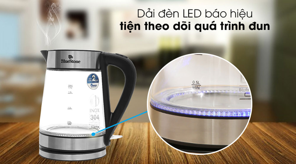 Ấm siêu tốc Bluestone KTB-3426 - 1.7 lít - Hàng chính hãng