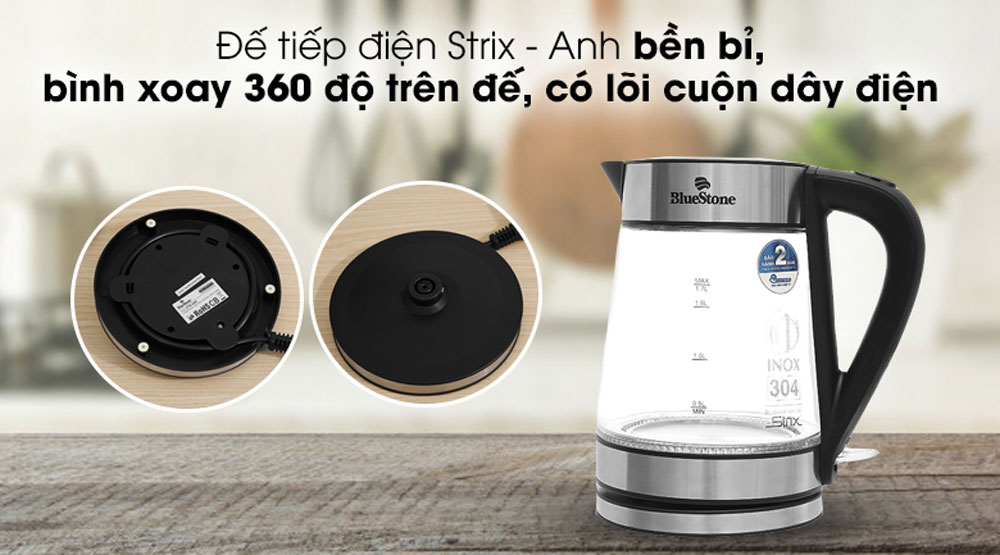 Ấm siêu tốc Bluestone KTB-3426 - 1.7 lít - Hàng chính hãng
