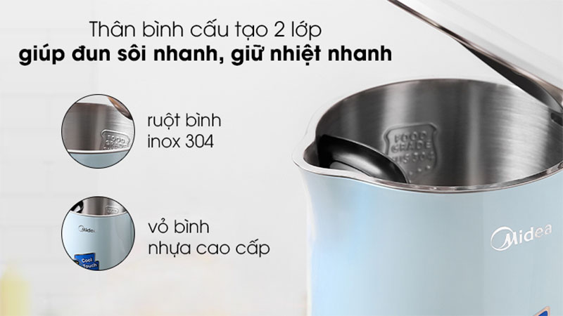 Ấm đun siêu tốc Midea MK-17DG - Hàng chính hãng