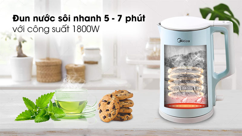 Ấm đun siêu tốc Midea MK-17DG - Hàng chính hãng
