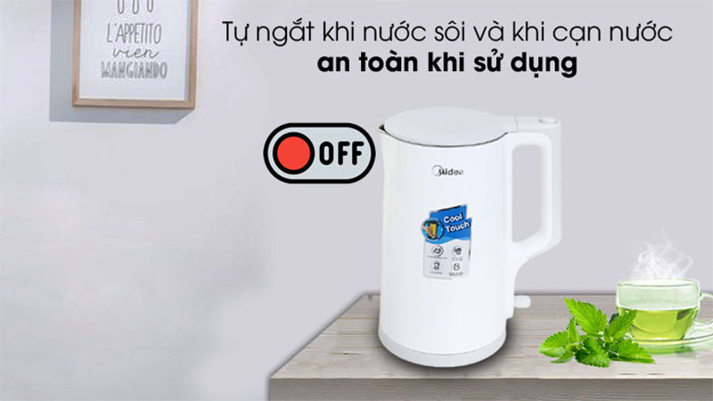 Ấm đun siêu tốc Midea MK-17DW - Hàng chính hãng