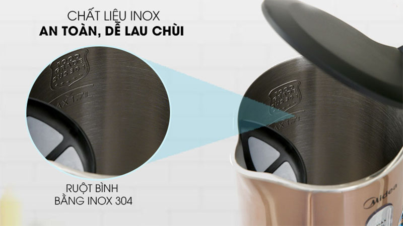 Chất liệu của Ấm đun siêu tốc Midea MK-317DW