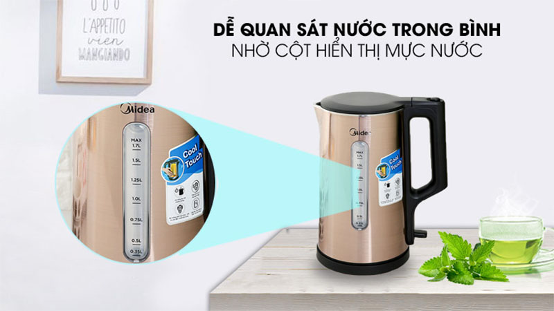Thang đo mực nước của Ấm đun siêu tốc Midea MK-317DW