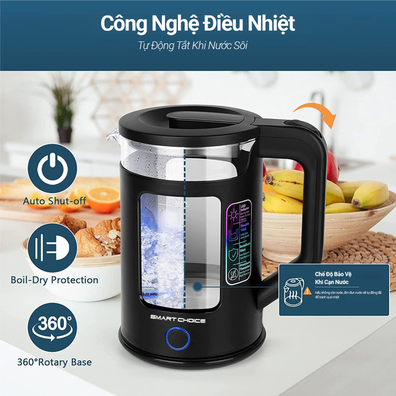 Tự động ngắt điện khi nước sôi, đảm bảo an toàn