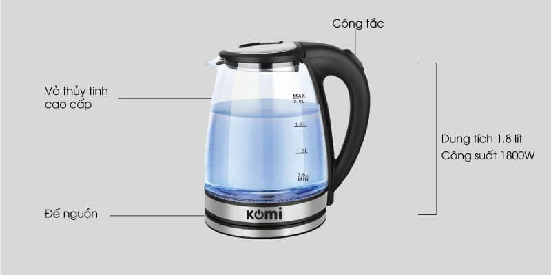 Ấm siêu tốc Komi KM-302 - Hàng chính hãng