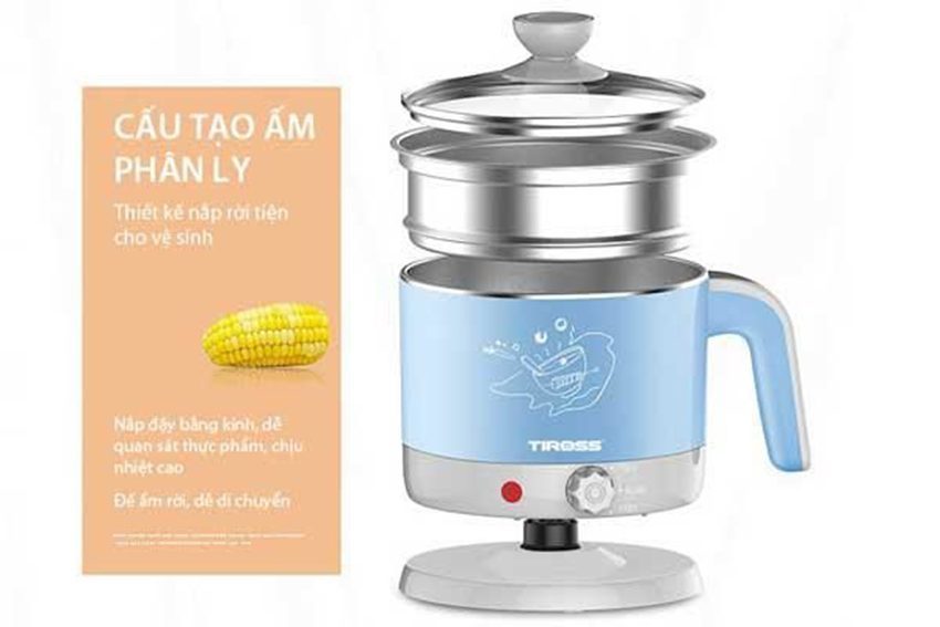 Ấm nấu điện đa năng Tiross TS1366 - Hàng chính hãng
