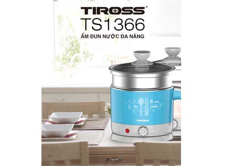 Ấm nấu điện đa năng Tiross TS1366 - Hàng chính hãng