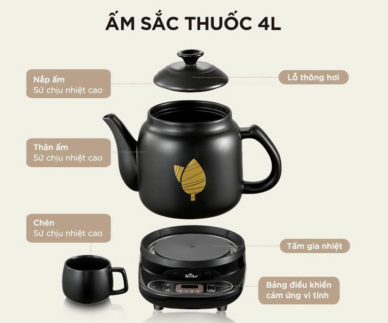 Ấm sắc thuốc điện Bear HTM-4H40X - Hàng chính hãng