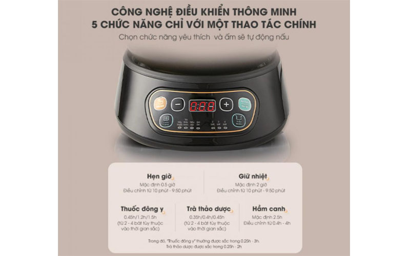 Ấm sắc thuốc dùng điện Bear SB-AST35 - Hàng chính hãng