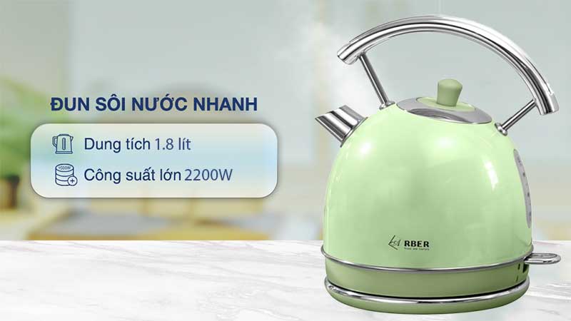 Dung tích và công suất của Ấm siêu tốc Arber AST1.8A GREEN