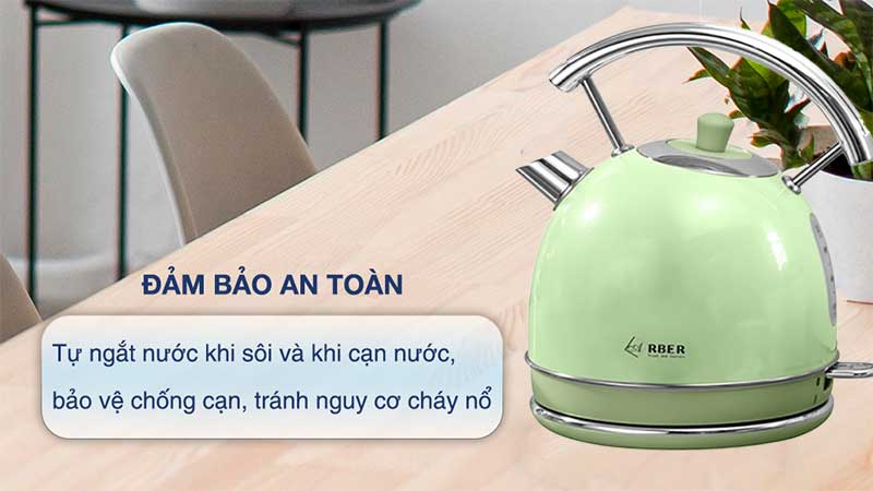 Tính năng an toàn của Ấm siêu tốc Arber AST1.8A GREEN