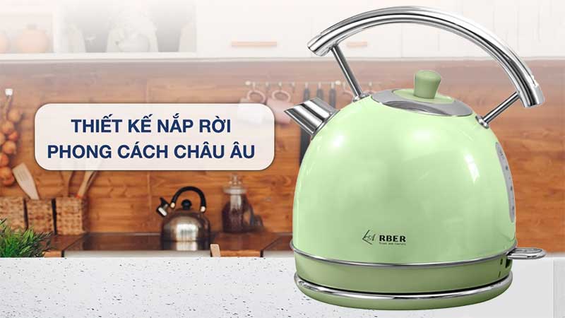 Thiết kế nắp rời của Ấm siêu tốc Arber AST1.8A GREEN