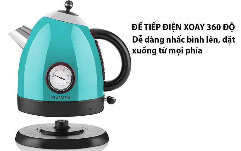 Thiết kế đế tiếp điện 360 độ của Ấm siêu tốc Klarstein Aquavita