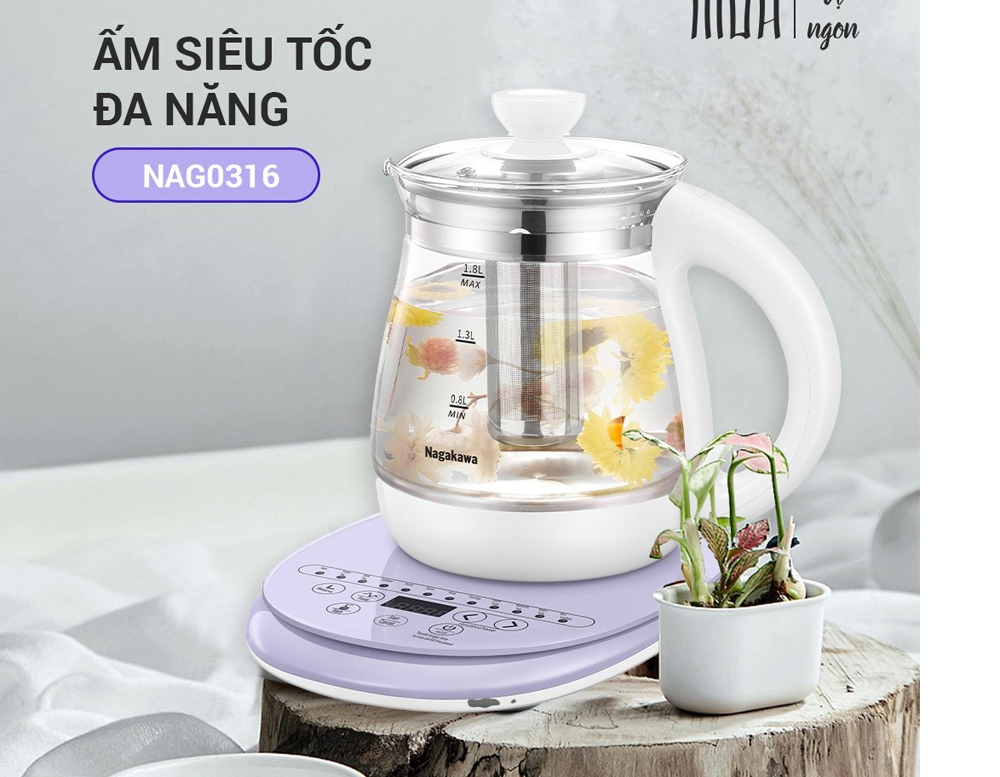 Ấm siêu tốc đa năng Nagakawa NAG0316 - Hàng chính hãng
