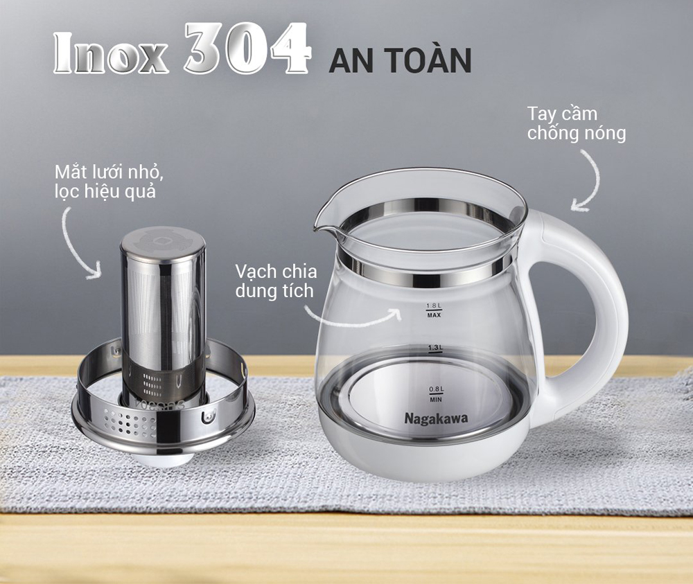 Ấm siêu tốc đa năng Nagakawa NAG0316 - Hàng chính hãng