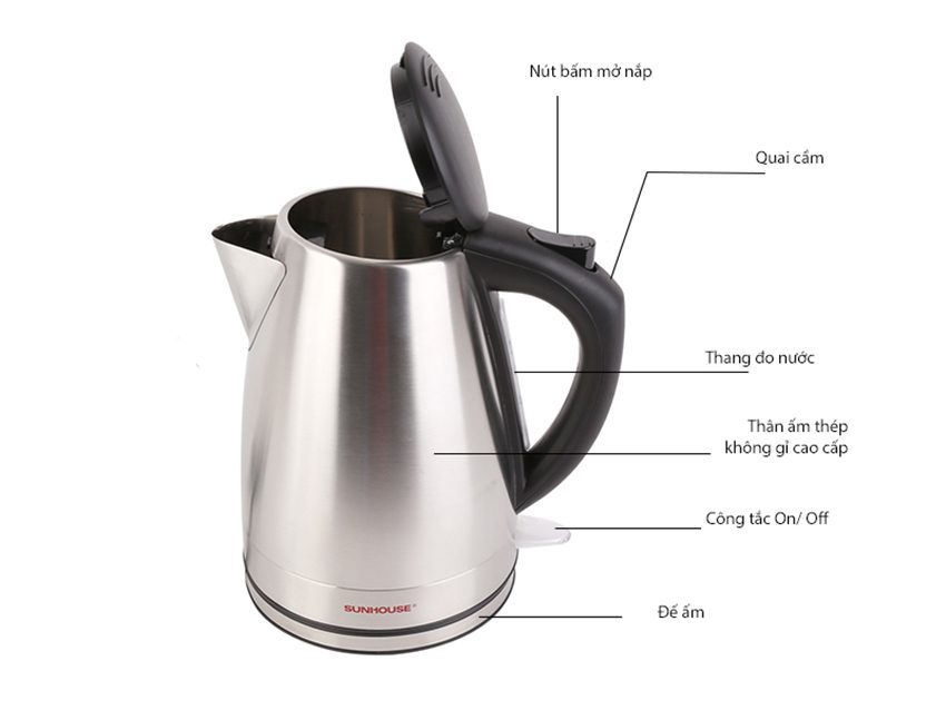 Ấm siêu tốc inox Sunhouse SHD-1370 - Hàng chính hãng