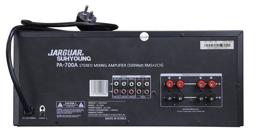 Các corng kết nối của amply Jarguar Suhyoung PA-700A