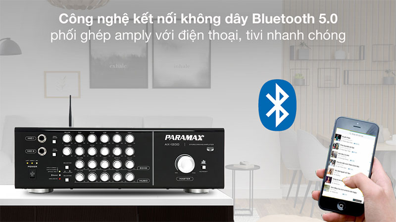 Tính năng Bluetooth của Amply karaoke Paramax AX-1200