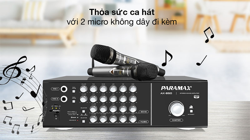 2 micro của Amply karaoke Paramax AX-850
