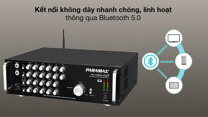 Tính năng kết nối Bluetooth của Amply karaoke Paramax MK-A1000 PLUS