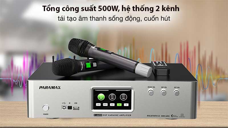 Amply mixer karaoke kèm micro không dây Paramax Z-A450 - Hàng chính hãng
