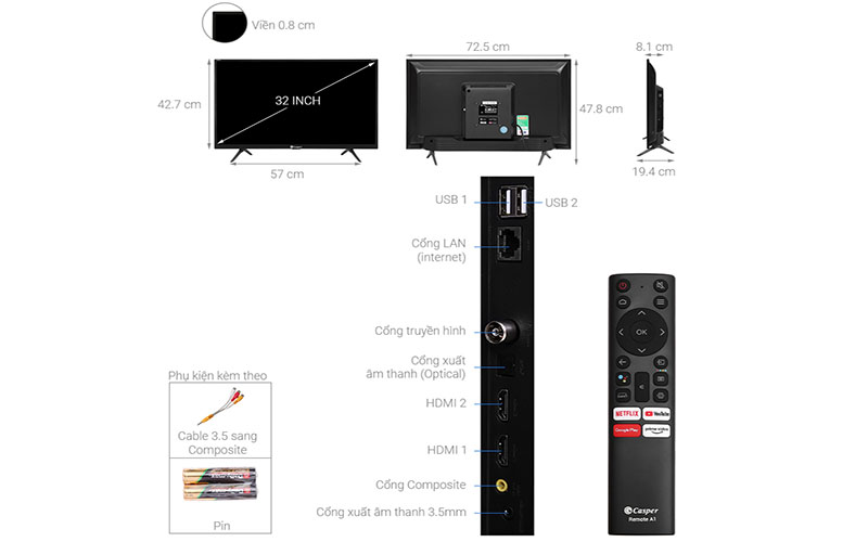Android Tivi Casper 32 inch 32HG5200