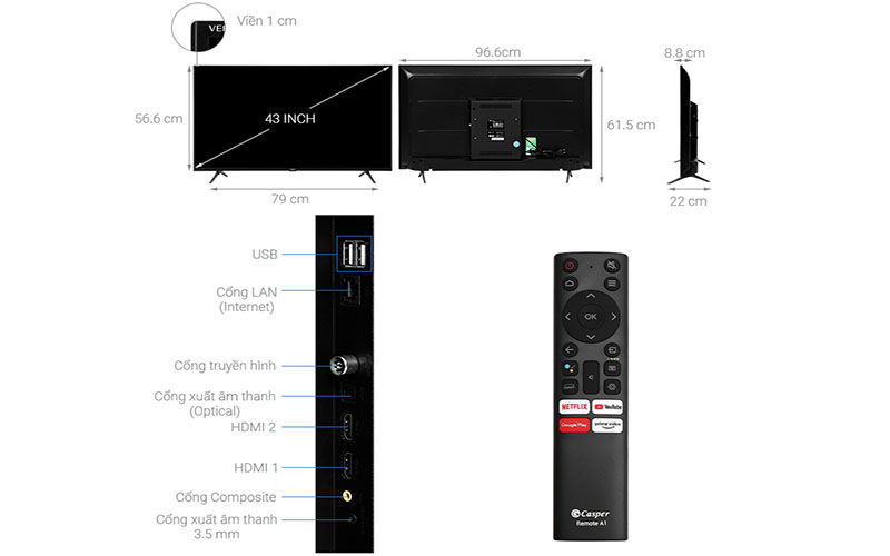 Android Tivi Casper 43 inch 43FG5200 - Hàng chính hãng