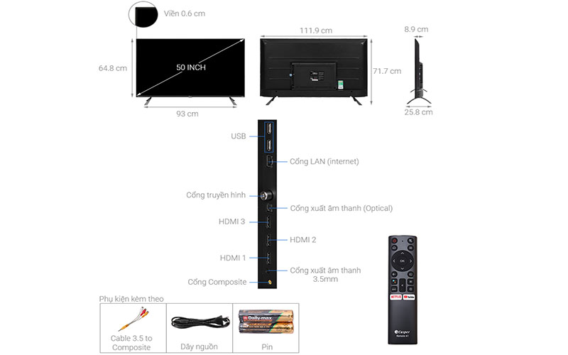 Android Tivi Casper 4K 50 inch 50UG6100 - Hàng chính hãng