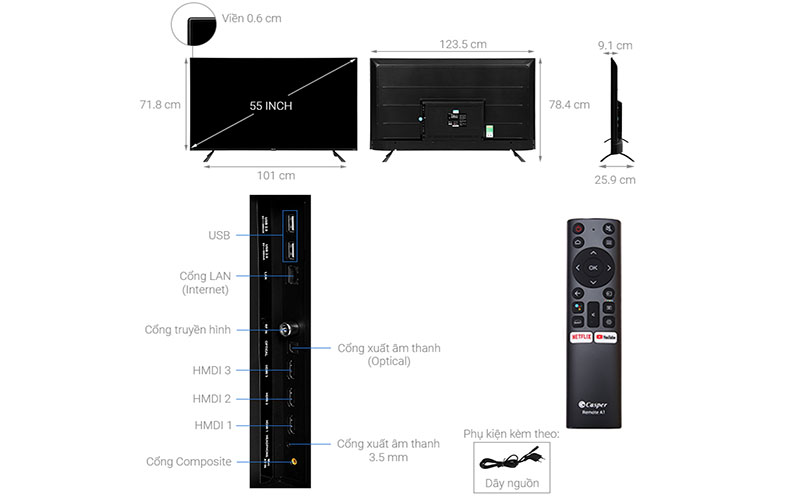 Smart Tivi Casper 4K 55 inch 55UG6100 - Hàng chính hãng