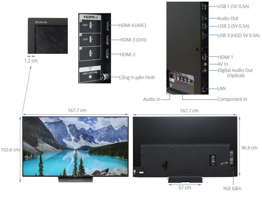 Chi tiết của Android Tivi Sony KD-75X8500F