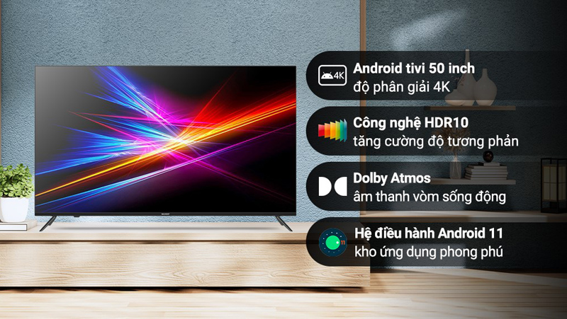 Android Tivi Sharp 4K 50 inch 4T-C50EK2X - Hàng chính hãng