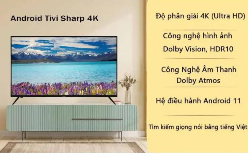 Android Tivi Sharp 4K 50 inch 4T-C50EK2X - Hàng chính hãng