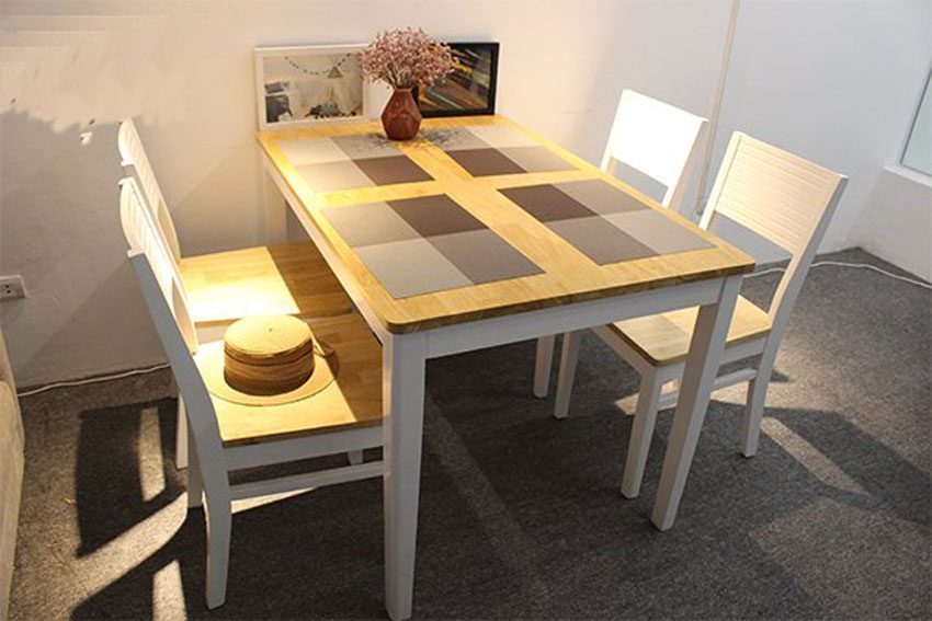 Bộ bàn ăn cao su 100% 1450x800x740 - Hàng chính hãng