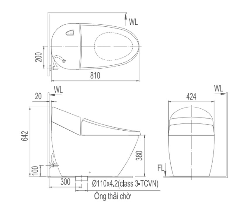 Bàn cầu một khối Inax GC-2700-CW-RS3VN - Hàng chính hãng
