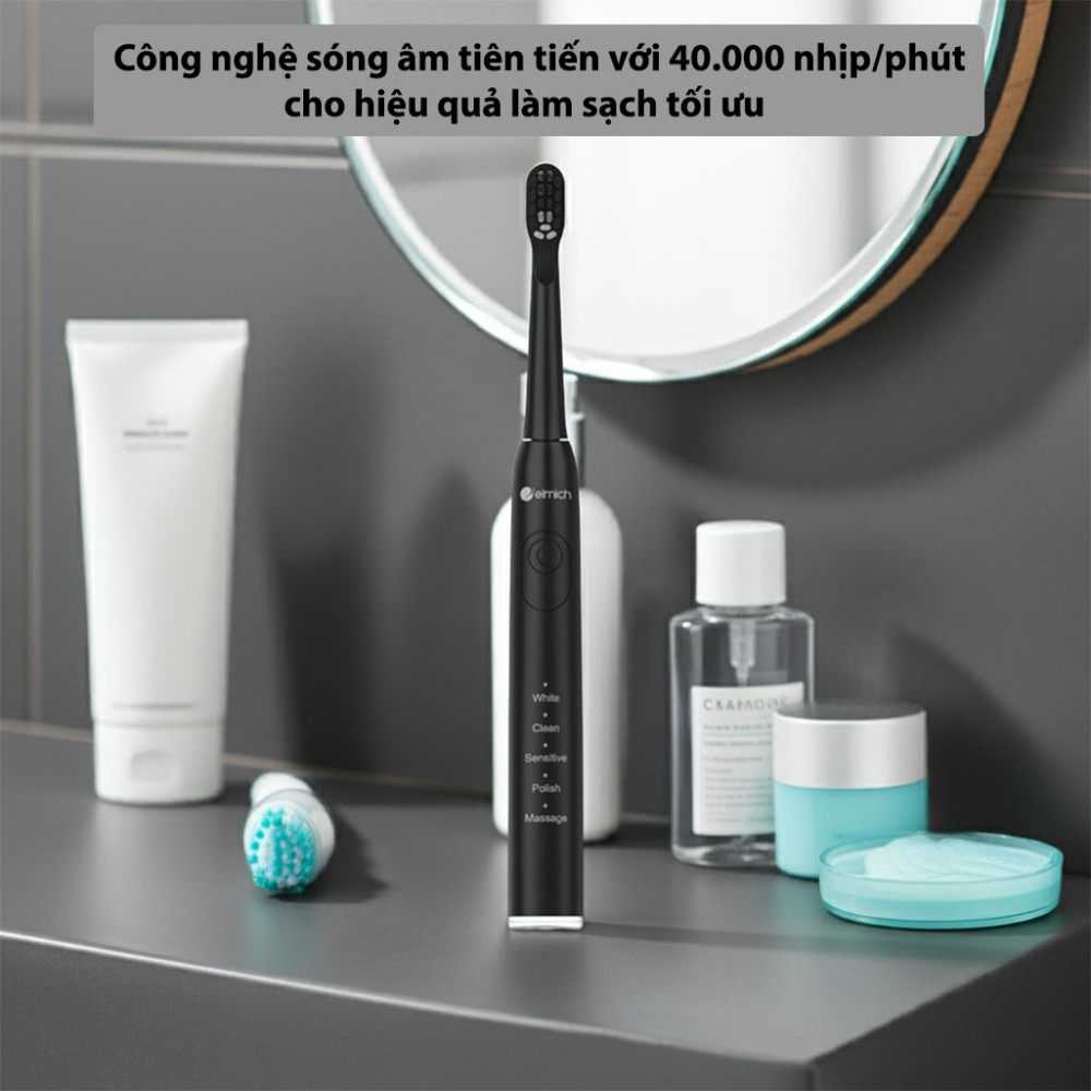 Bàn chải đánh răng điện Elmich Procare TBE 8454BK/PK/WT ứng dụng nghệ sóng âm tần số cao hiện đại