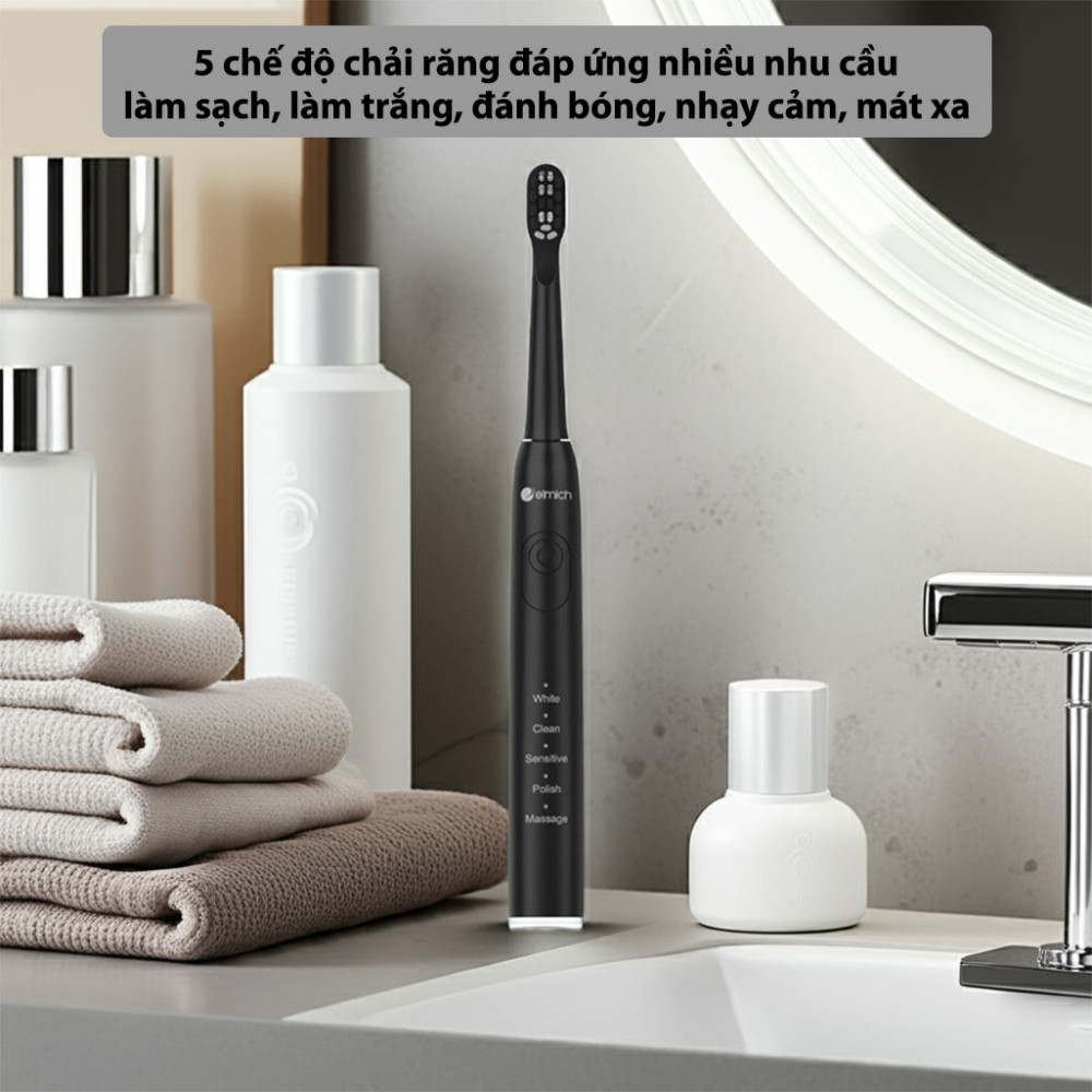 Bàn chải đánh răng điện Elmich Procare TBE 8454BK/PK/WT 5 mức độ chải đáp ứng nhiều nhu cầu