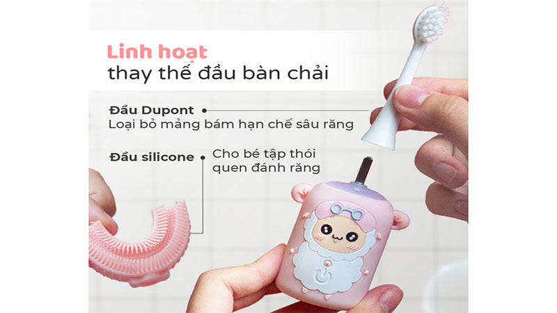 Bàn chải đánh răng điện chữ U cho bé Halio Smart Sonic U-Shaped Toothbrush - Hàng chính hãng